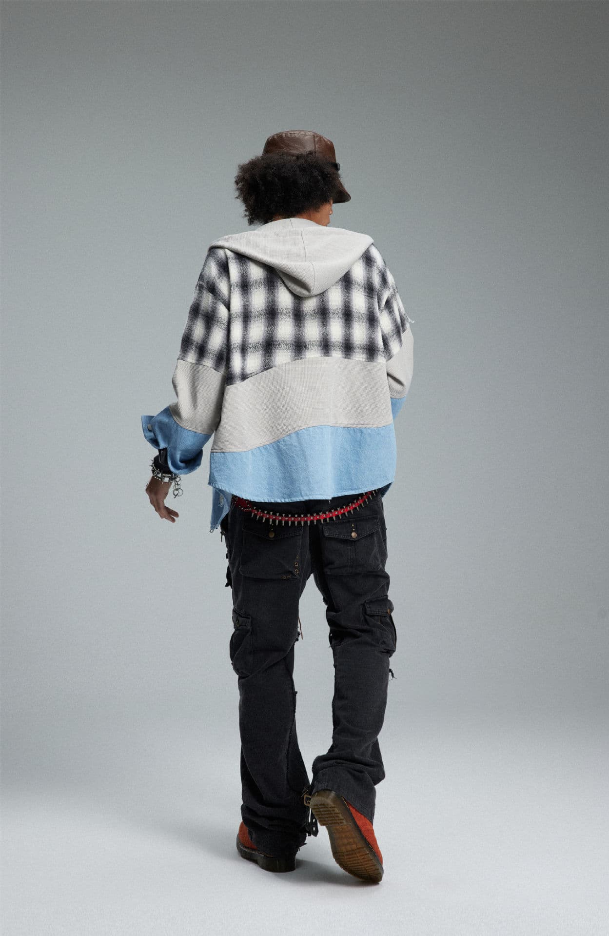 GorgeousBen Unisex retro plaid patchwork new spring hooded jacket design loose with casual niche coat trend — view 9