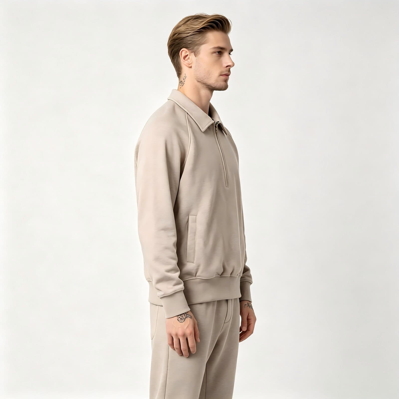 GorgeousBen Men's British Vintage Half Zip Lapel Sweatshirt — view 6