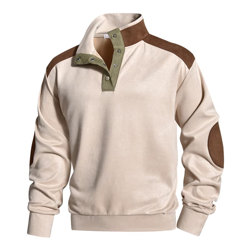 GorgeousBen Men Contrast Color Stand Collar Sweatshirt Casual Outdoor Long Sleeve Pullover — view 2