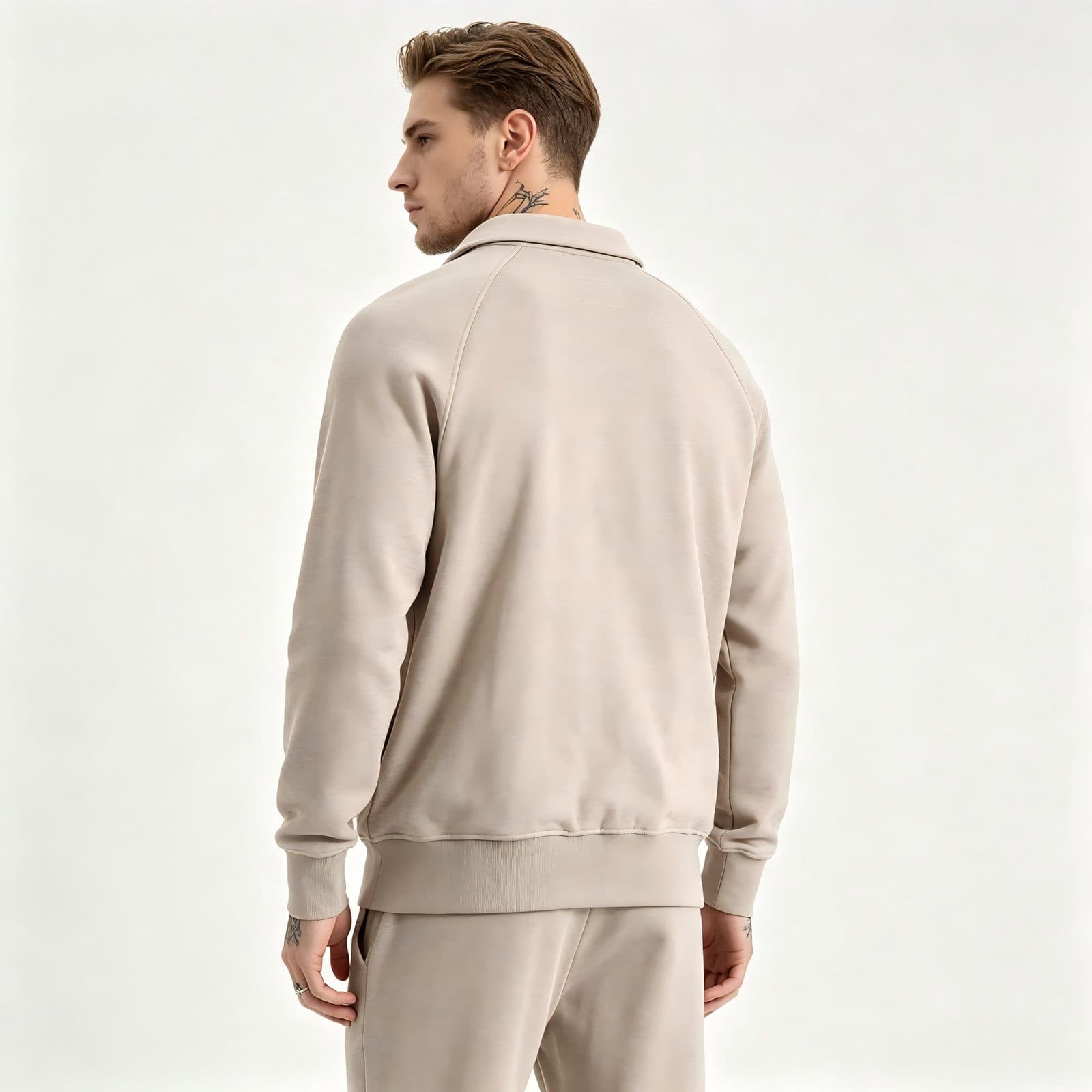 GorgeousBen Men's British Vintage Half Zip Lapel Sweatshirt — view 7