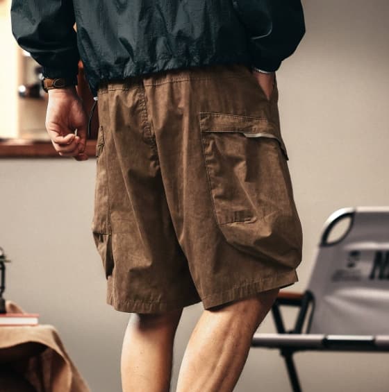 GorgeousBen Gelanlu high-end mountain style design retro thin workwear shorts men's summer ice silk shorts casual five quarter pants. — view 3