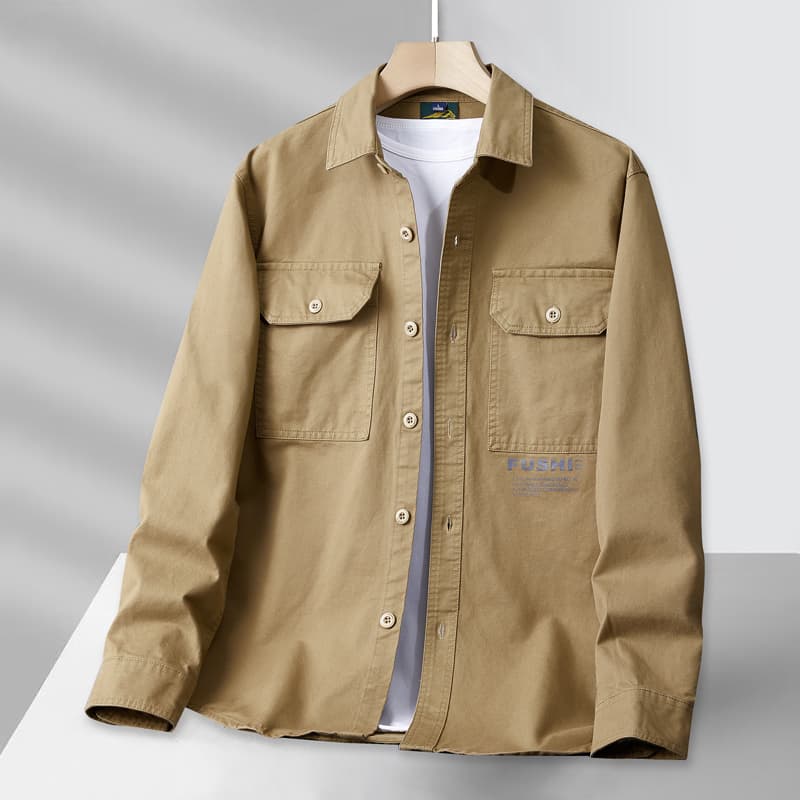 GorgeousBen Men's Winter new American retro trend thickened plaid long-sleeved shirt for men, with workwear pocket design, casual outerwear. — view 5