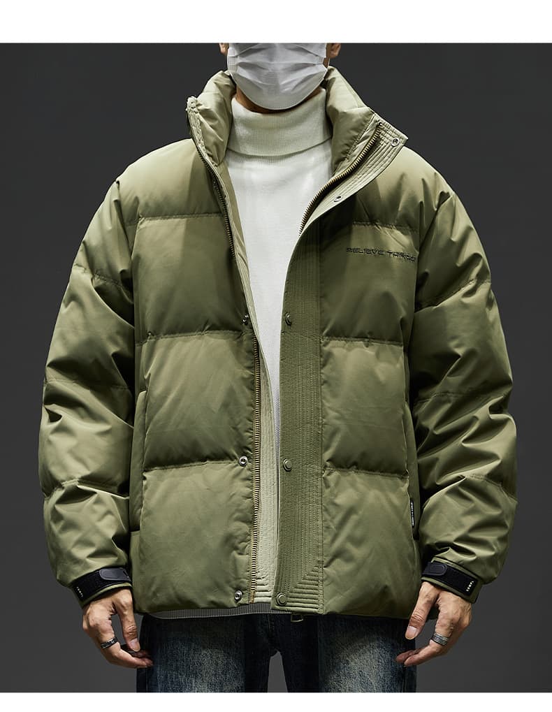 GorgeousBen Men's Winter New Black Down Jacket Stand Collar Short Duck Down Thick Warm Puffer Coat — view 4