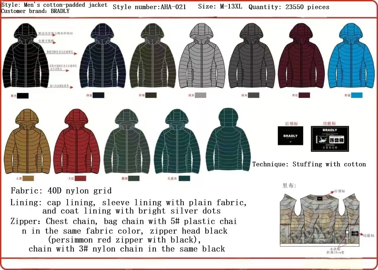 Read to ship- Men's Classic lightweight down jacket with hood for men; cotton coat. — view 10