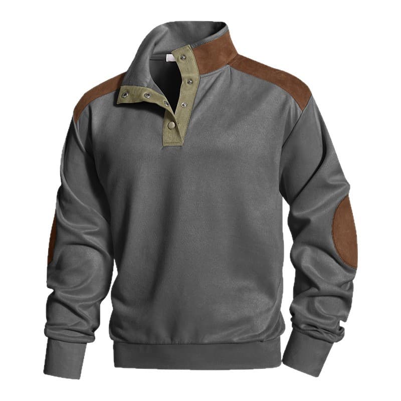 GorgeousBen Men Contrast Color Stand Collar Sweatshirt Casual Outdoor Long Sleeve Pullover — view 5