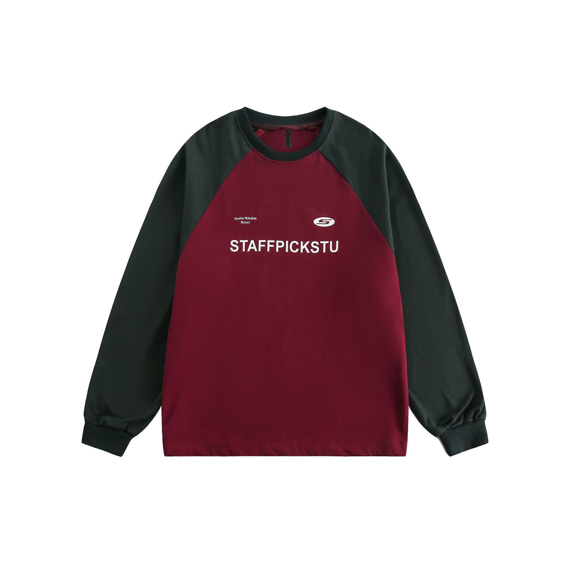 GorgeousBen Unisex 2024 Spring New American Retro Color Block Letter Round Neck Sweatshirt Men's Trendy Loose Couple's Base Shirt — view 2