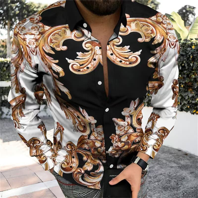 GorgeousBen Wholesale Men's Fashion Printed Long Sleeve Shirts | Factory Direct — view 4