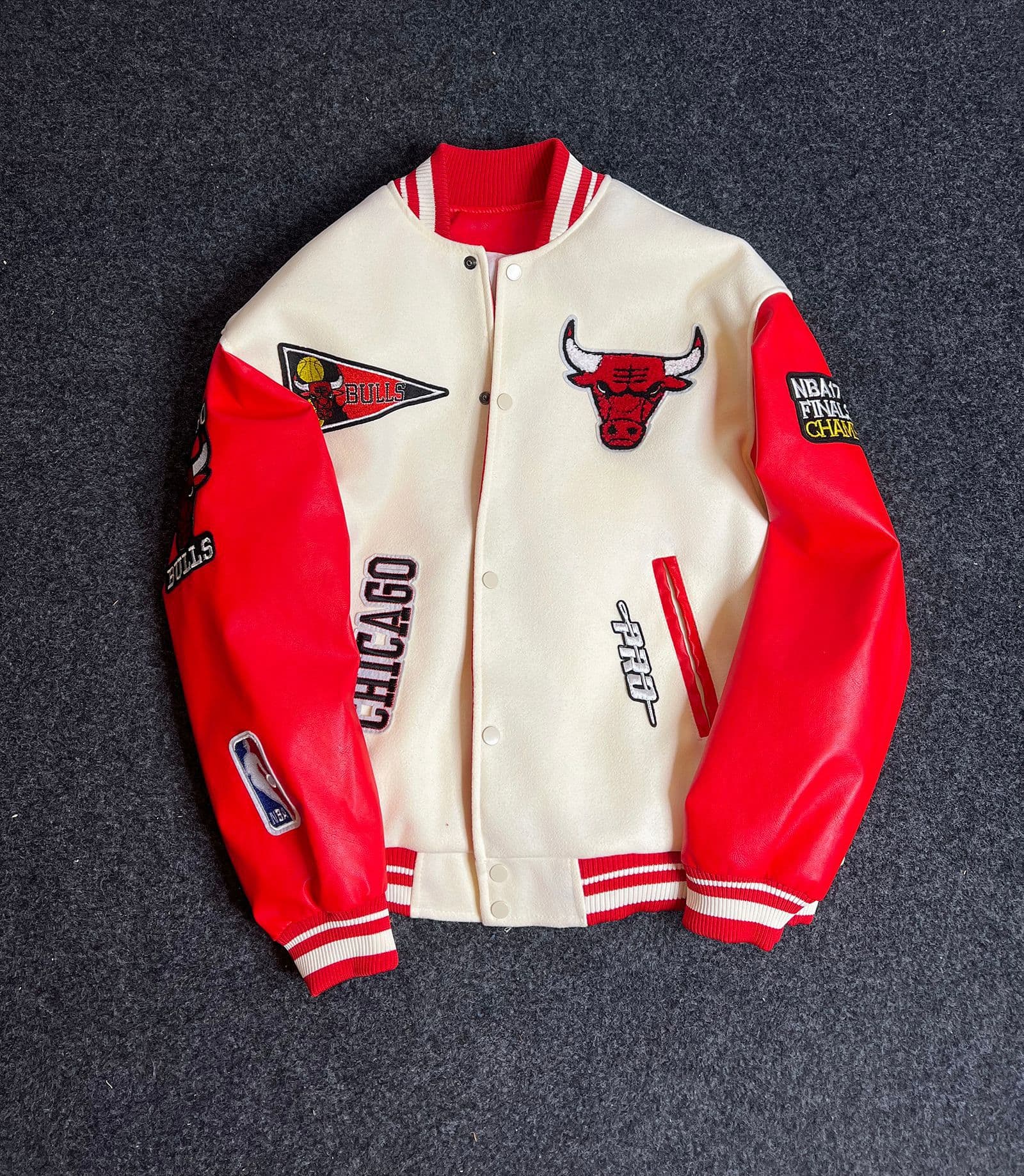GorgeousBen American high street men's fashion woolen baseball jacket, heavy embroidery, loose, retro flight suit coat for spring and autumn — view 2