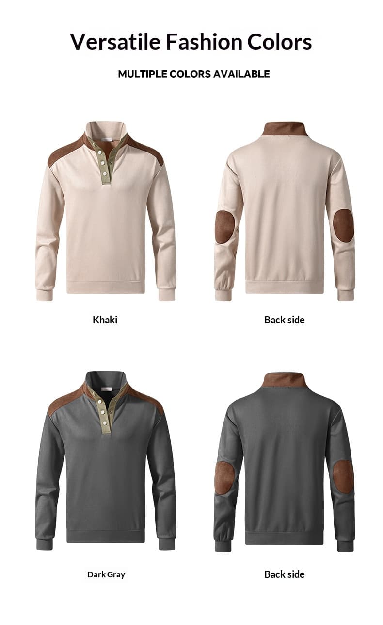 GorgeousBen Men Contrast Color Stand Collar Sweatshirt Casual Outdoor Long Sleeve Pullover — view 13
