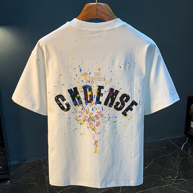 GorgeousBen Summer new graffiti painted loose short sleeved T-shirt for men 2025 thin casual printed half sleeved T-shirt. — main view