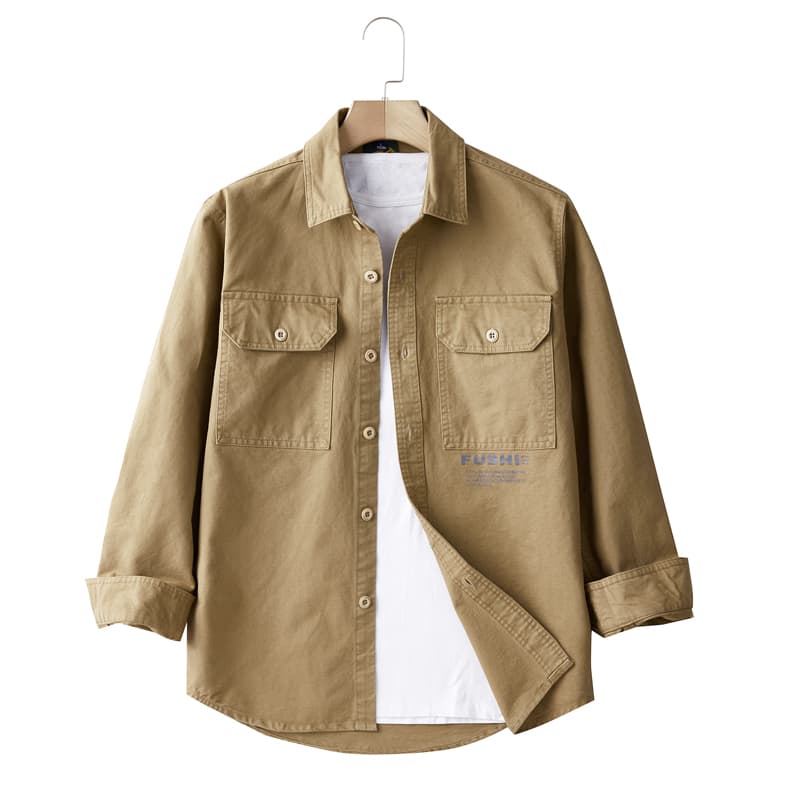 GorgeousBen Men's Winter new American retro trend thickened plaid long-sleeved shirt for men, with workwear pocket design, casual outerwear. — view 6