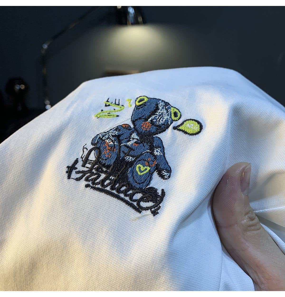GorgeousBen American trendy cartoon painted teddy bear embroidered short sleeved T-shirt for men's summer new trendy ins half sleeved round — view 9