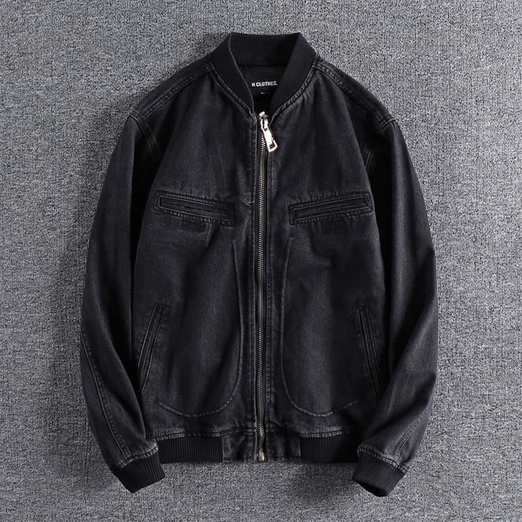GorgeousBen European and American simple wash to do old youth baseball jacket autumn and winter men's denim jacket — main view