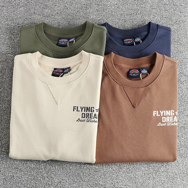 GorgeousBen Simple retro letter-printed round-neck hoodie men's British trend casual long-sleeved top — view 11