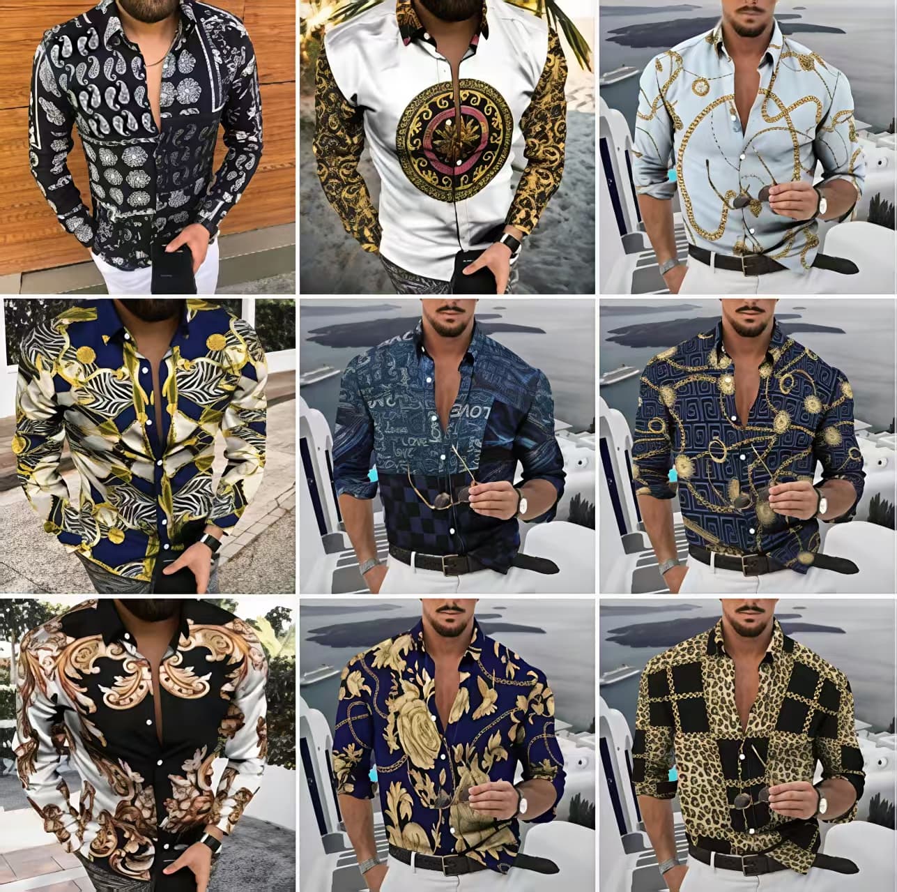 GorgeousBen Wholesale Men's Fashion Printed Long Sleeve Shirts | Factory Direct — main view