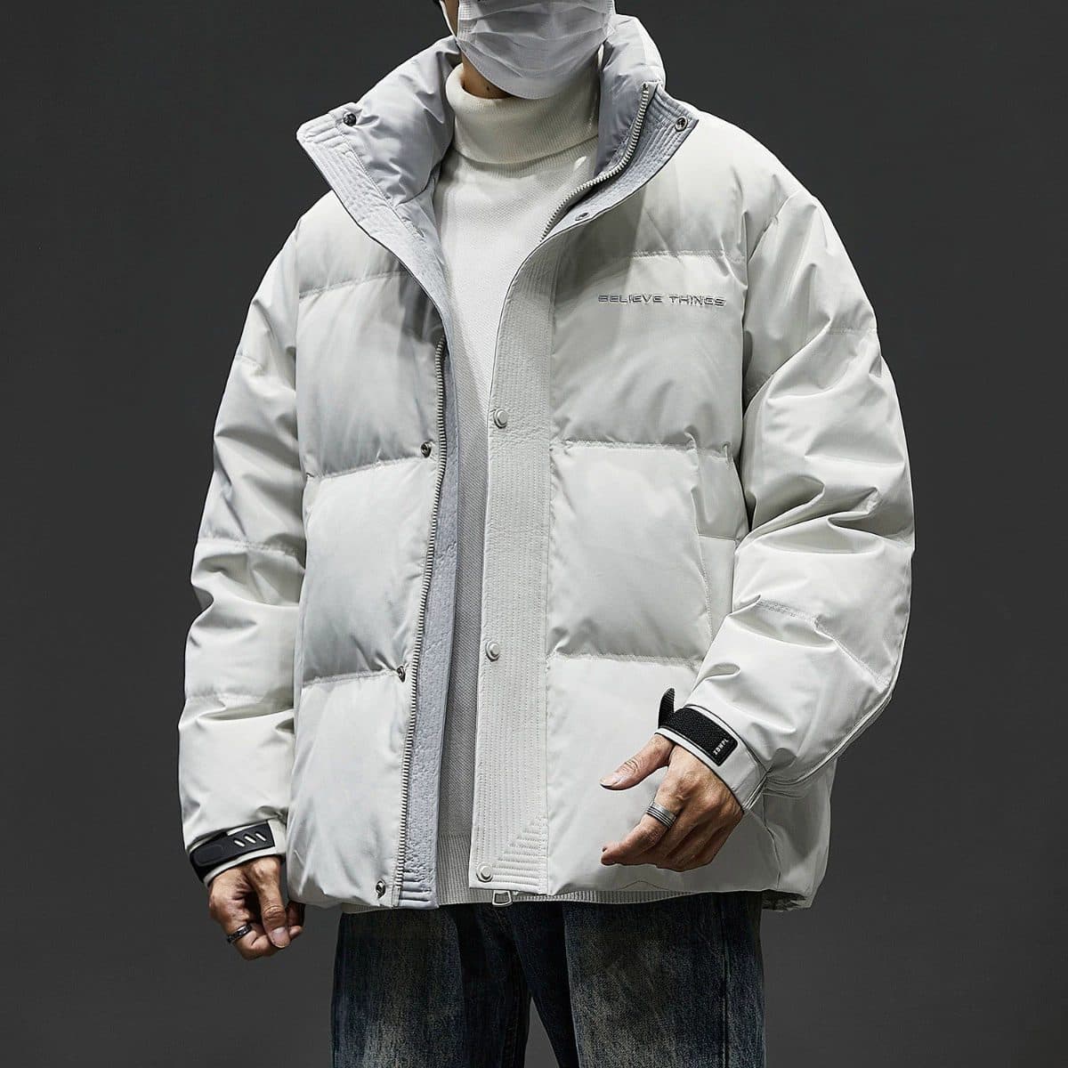 GorgeousBen Men's Winter New Black Down Jacket Stand Collar Short Duck Down Thick Warm Puffer Coat — view 10