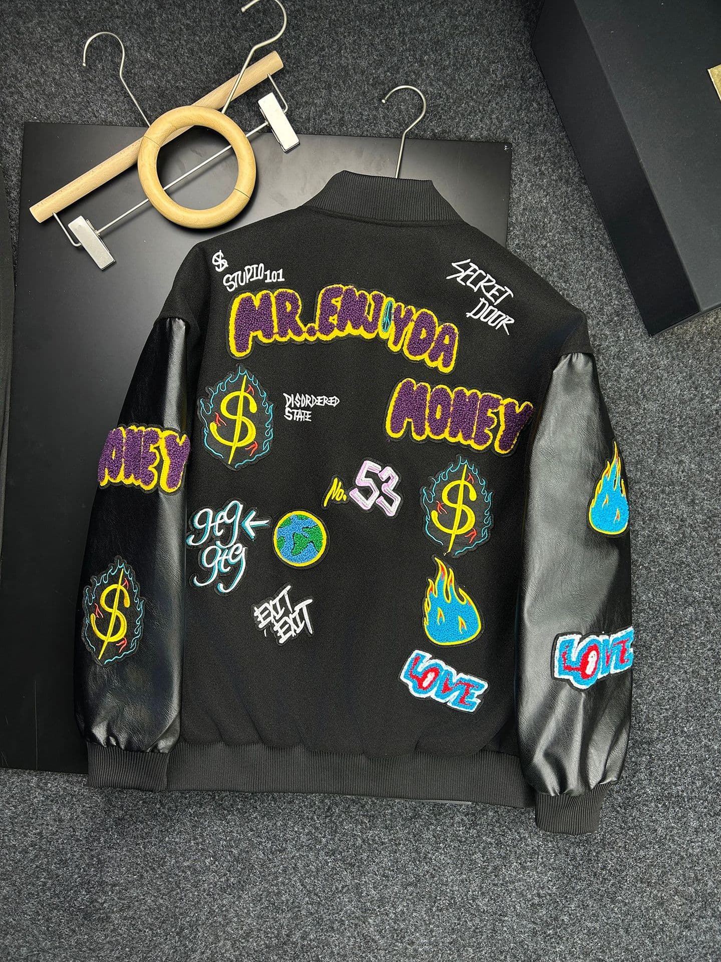 GorgeousBen Couple's same style heavy embroidery jacket American retro baseball letter spring and autumn woolen splicing coat male — view 9