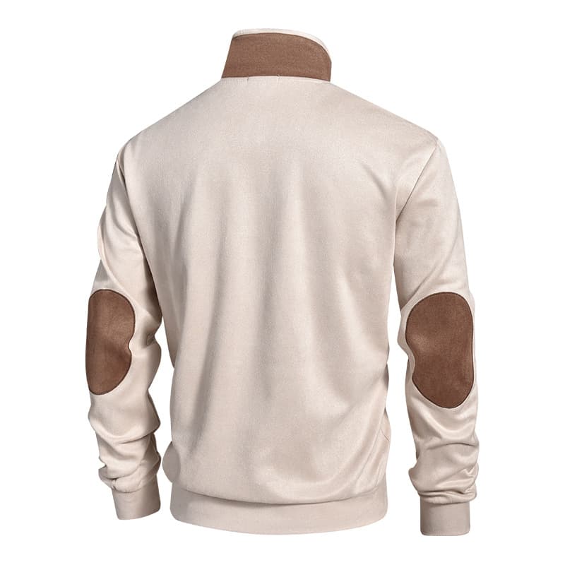 GorgeousBen Men Contrast Color Stand Collar Sweatshirt Casual Outdoor Long Sleeve Pullover — view 4