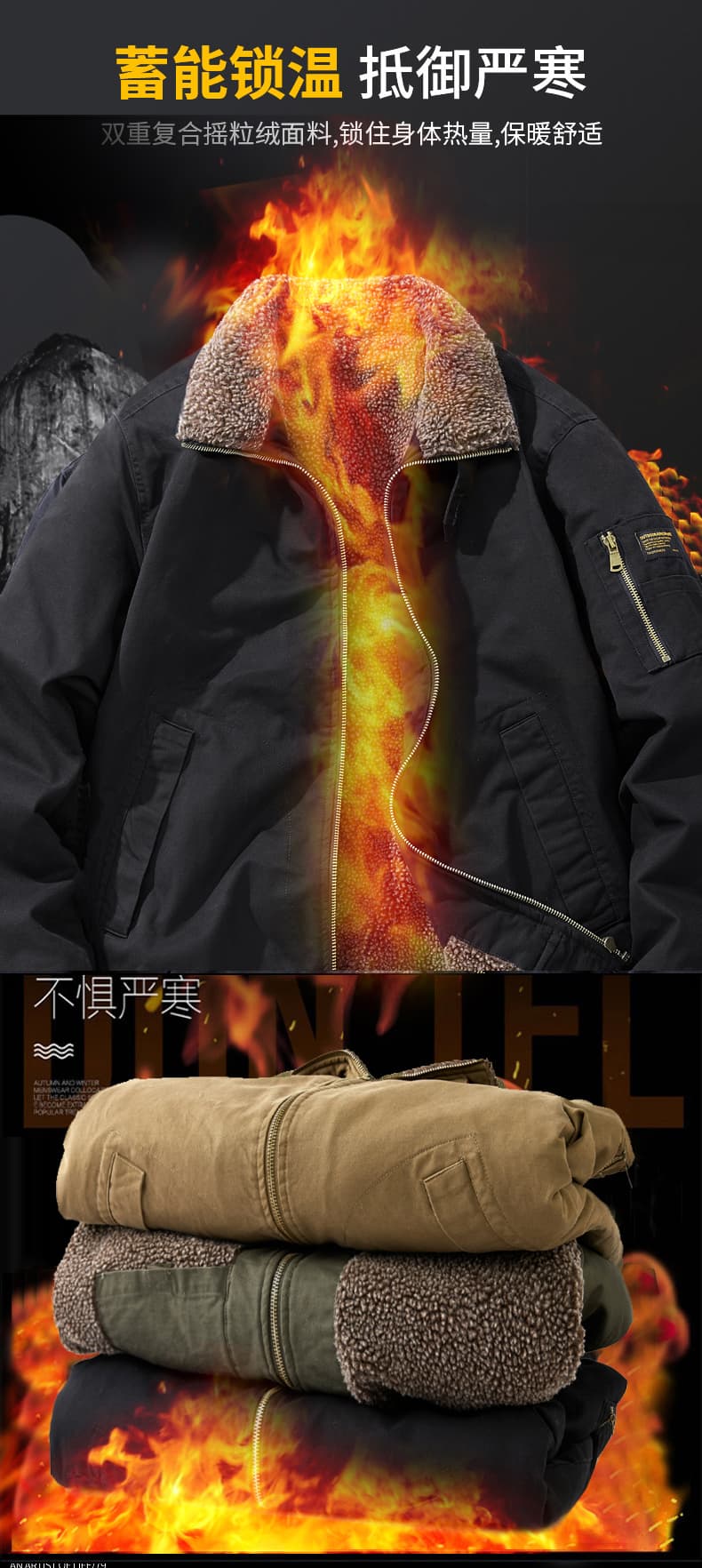GorgeousBen Men's Thickened suede work jacket for men, American style, autumn and winter outdoor windbreaker, men's winter cotton coat. — view 11