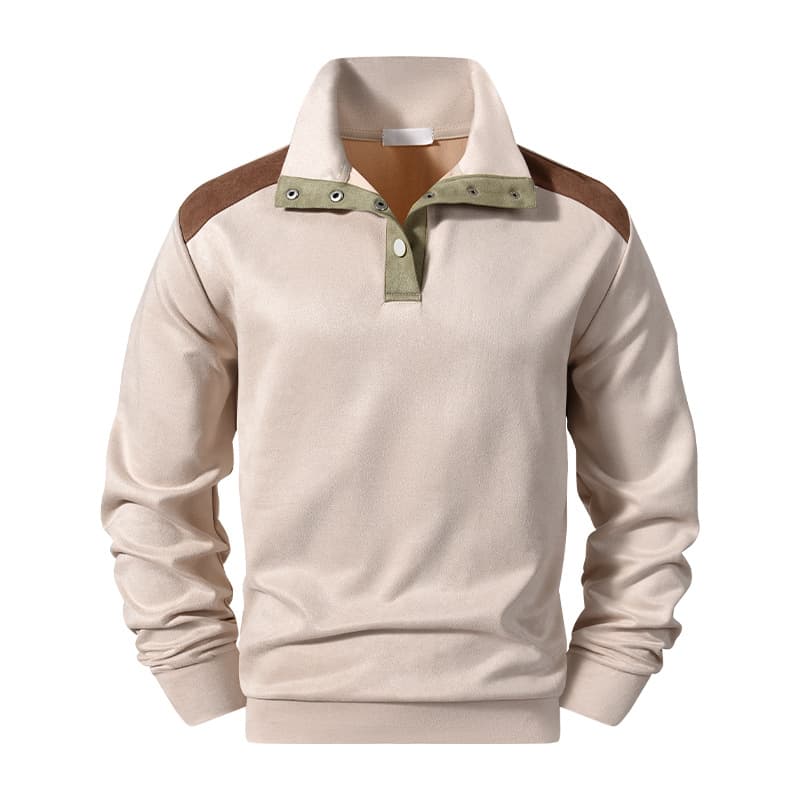 GorgeousBen Men Contrast Color Stand Collar Sweatshirt Casual Outdoor Long Sleeve Pullover — view 6