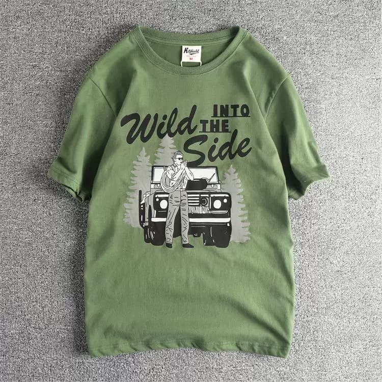 GorgeousBen Men's Outdoor Off-Road Graphic T-Shirt Cotton Washed Brushed American Retro Summer Tee — view 9