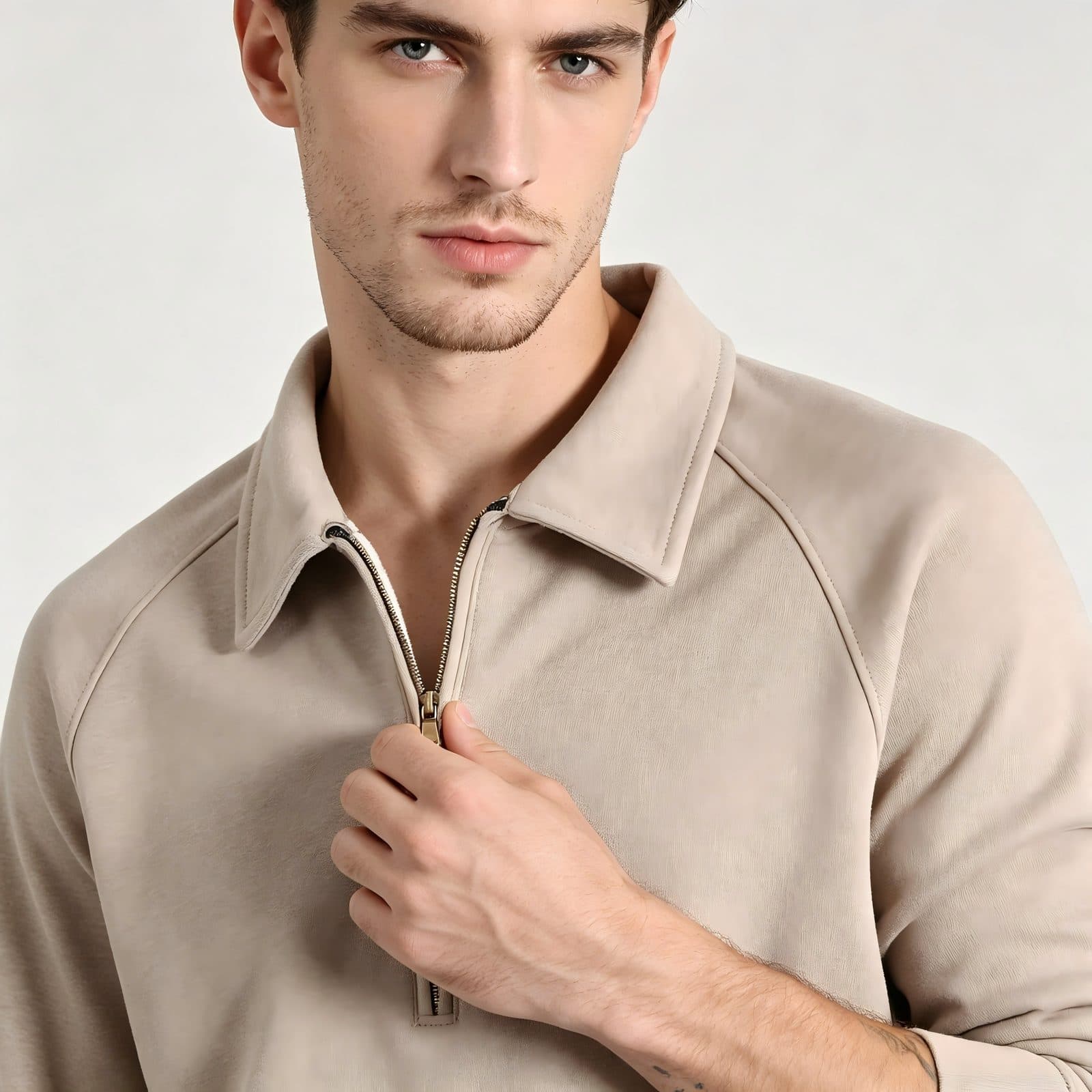 GorgeousBen Men's British Vintage Half Zip Lapel Sweatshirt — view 8