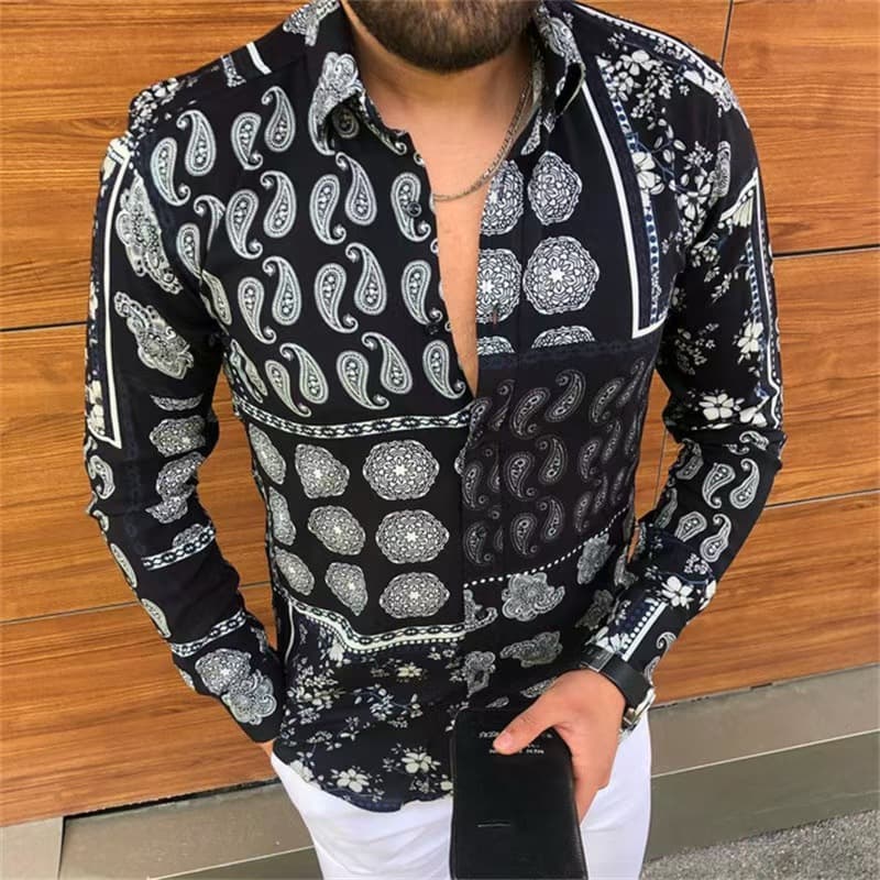 GorgeousBen Wholesale Men's Fashion Printed Long Sleeve Shirts | Factory Direct — view 3