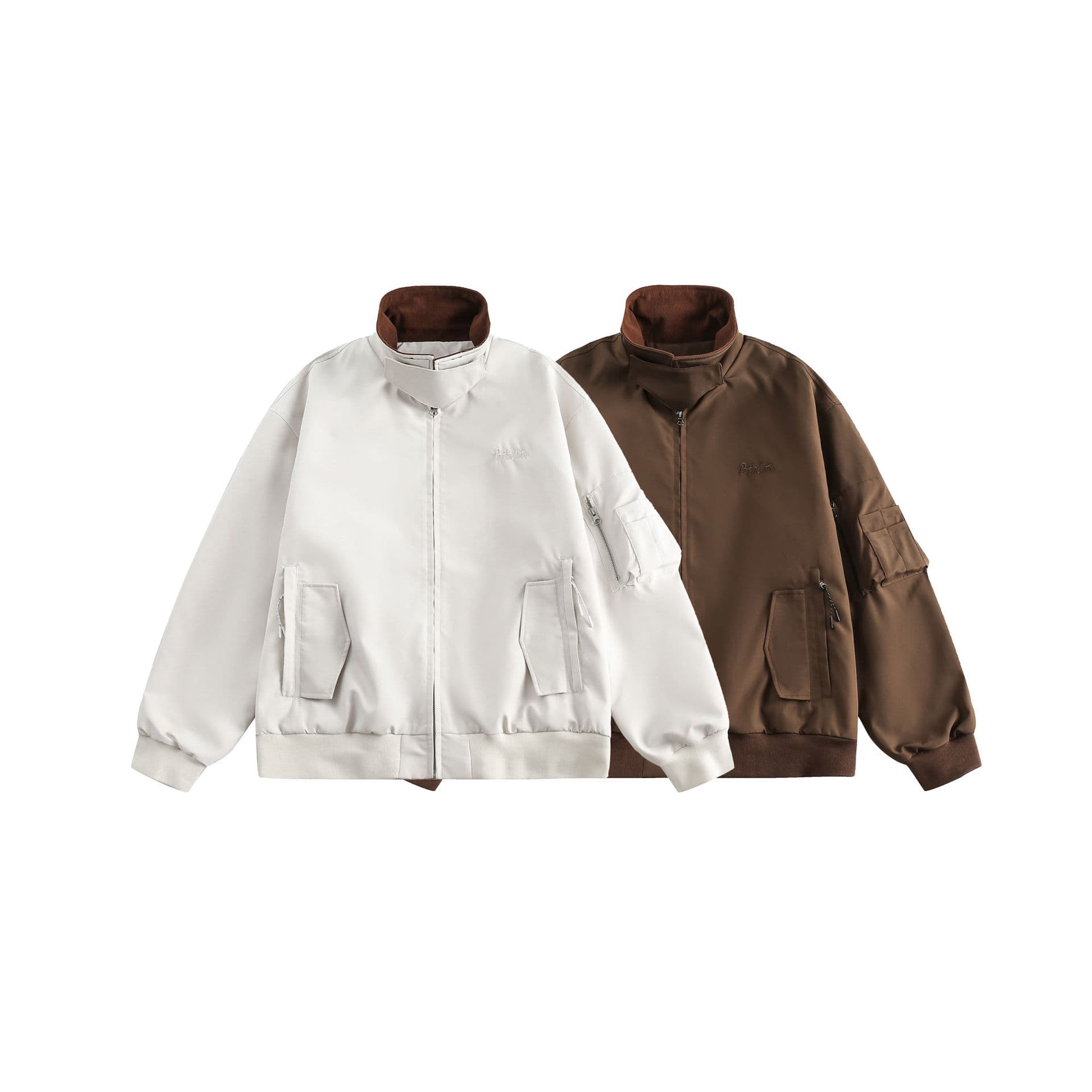 GorgeousBen Unisex American retro everything with the new spring multi-pocket stand collar jacket small fashion trend brand loose men's co — main view