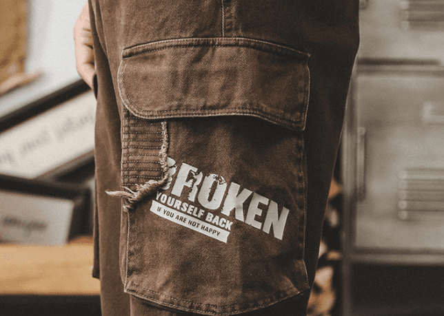 GorgeousBen American retro work pants men's autumn trendy brand multi pocket loose oversized embroidered pants men's style. — view 10