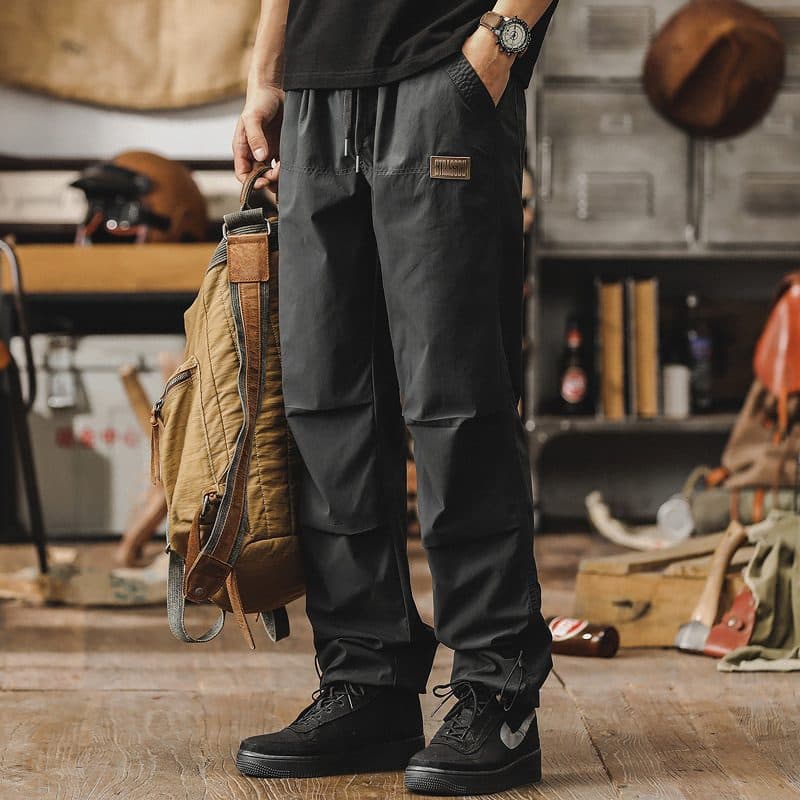 GorgeousBen Spring and Autumn New Casual Pants Men's Trendy Brand Rascal Handsome Loose Straight Tube Men's Work Pants Thin Parachute Charge — view 2
