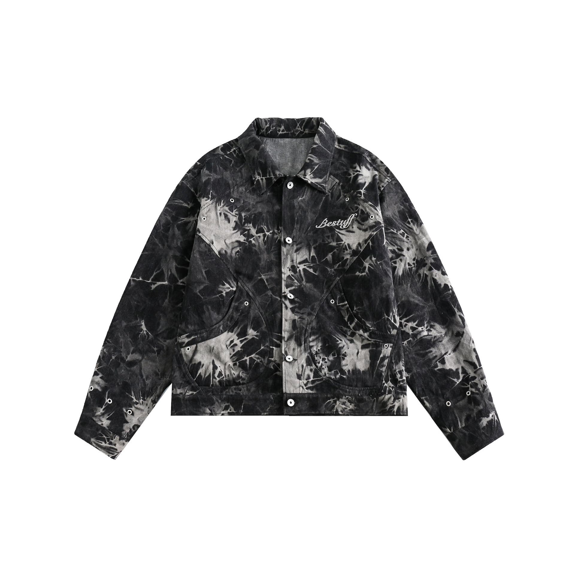GorgeousBen Unisex 2024 new American fashion tie-dye deconstructed design short jacket for men and women retro high street loose denim jac — view 2