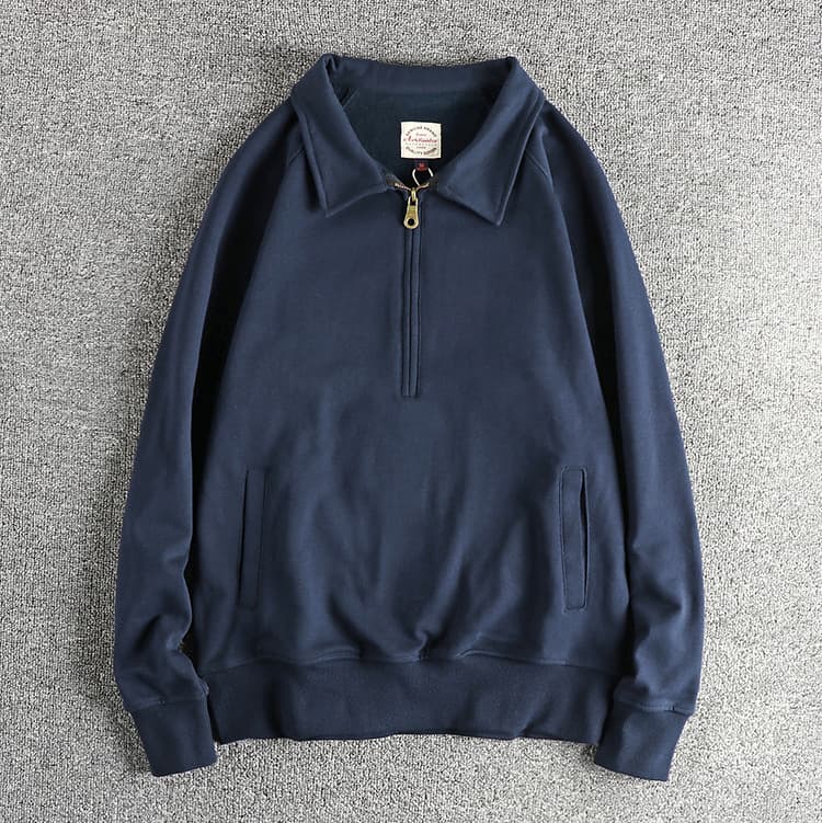 GorgeousBen Men's British Vintage Half Zip Lapel Sweatshirt — view 12