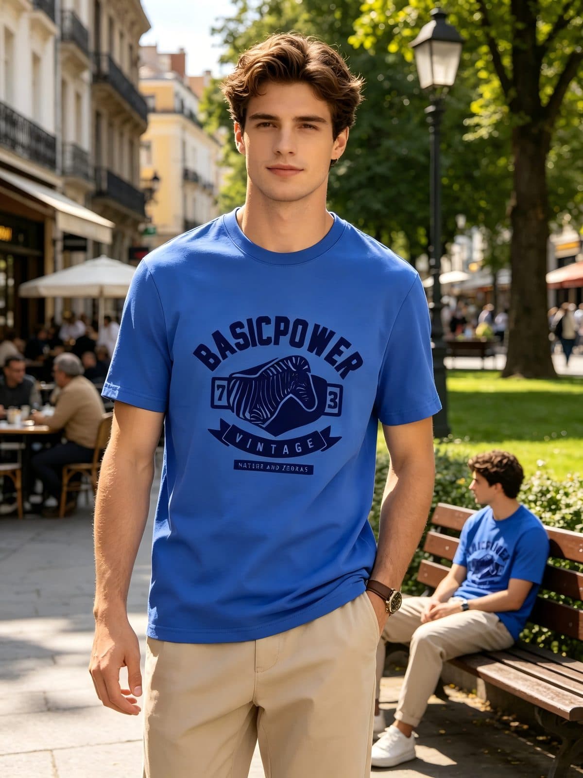 GorgeousBen Men's Vintage Zebra Print 250-300gsm Cotton Loose T-Shirt — view 14