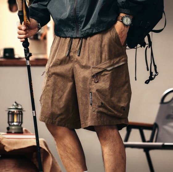 GorgeousBen Gelanlu high-end mountain style design retro thin workwear shorts men's summer ice silk shorts casual five quarter pants. — main view