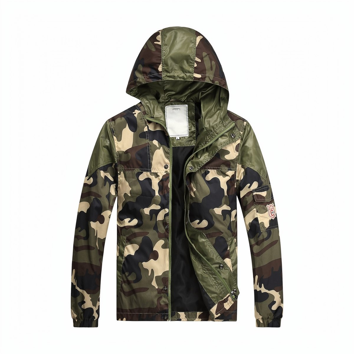 GorgeousBen camo hooded bomber jacket front view - weekend casual outfit